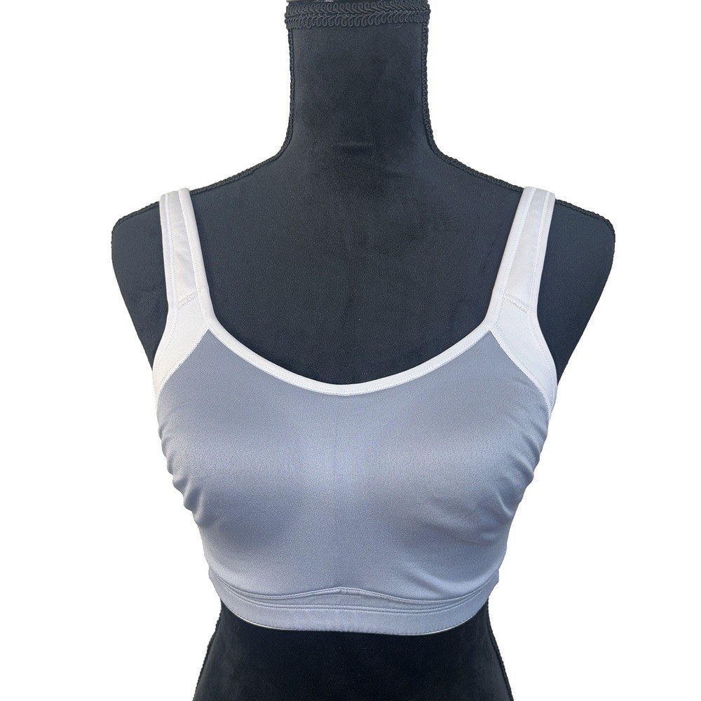 Champion Sports Bra Athletic Max Support Gray  White Lightly Lined Wireless 34DD